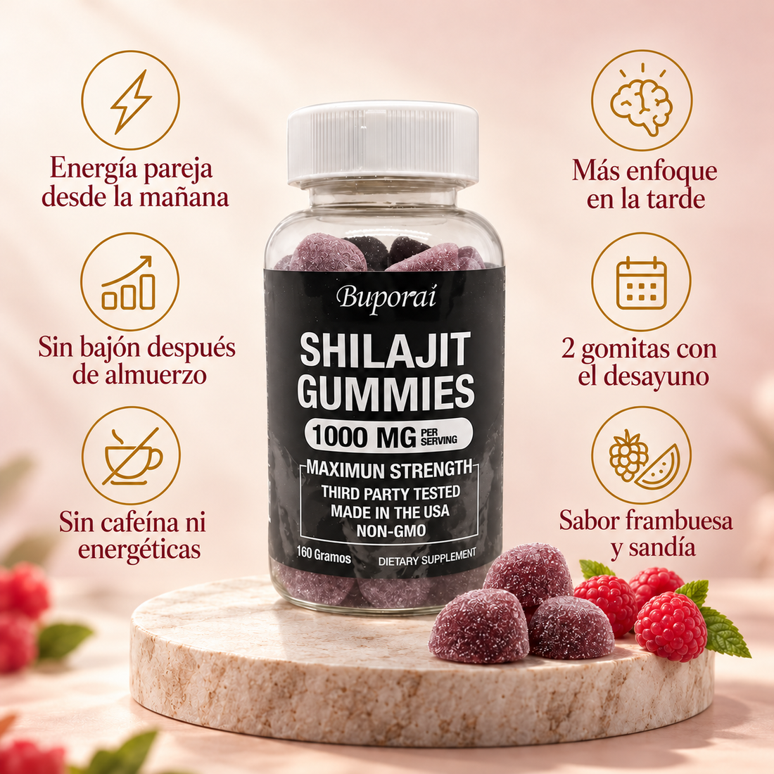 Beneficios de las gomitas de shilajit: energía pareja desde la mañana, sin bajón después de almuerzo, sin cafeína, más enfoque en la tarde